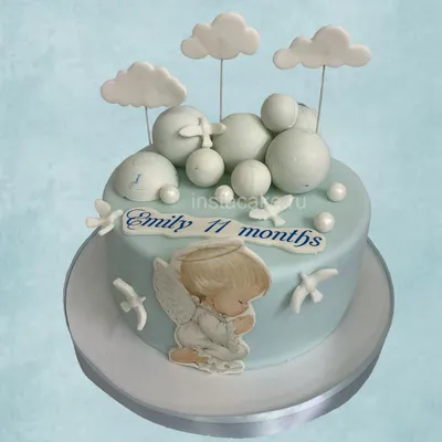 Торт с ангелочком на 11 месяцев ребенку купить по выгодной цене с доставкой  по Москве — Кондитерская instacake.ru