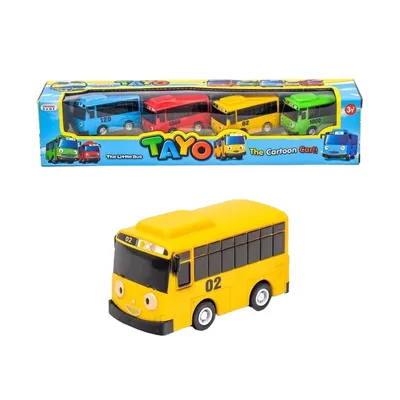 Игрушечный маленький автобус Tayo, школьный маленький автобус, 4 шт.,  детский звук и светильник, подарки на Рождество и день рождения для детей |  AliExpress