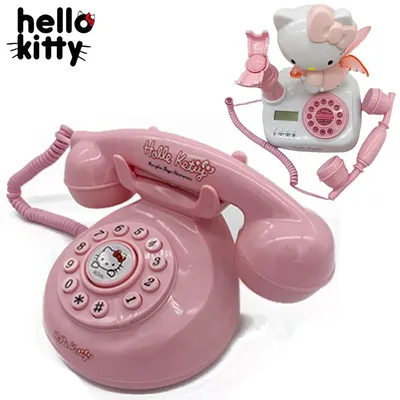 Домашний стационарный ретро-телефон Hello Kitty для офиса и спальни,  стационарный Многофункциональный стационарный телефон для украшения отеля |  AliExpress