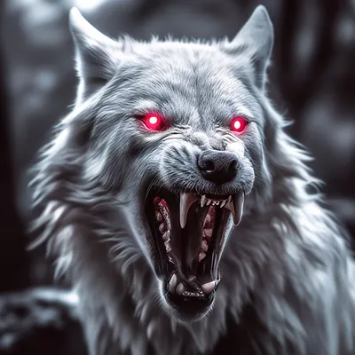 Волк вампир альбинос со светящимися …» — создано в Шедевруме