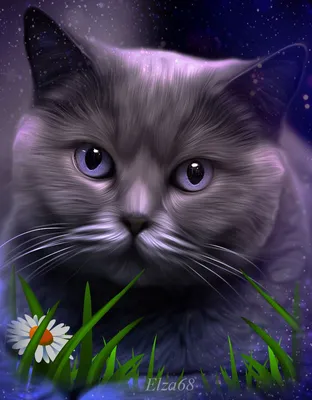КОШКИ - DIGITAL ART - Страна красоты Gif | Красивые кошки, Милые котики,  Кошачий рисунок