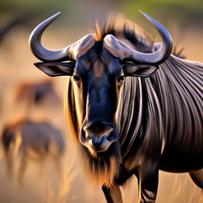 Одна антилопа гну, также вызванная гну прогулками Connochaetes земля на  солнечном дне и взглядах вокруг Стоковое Фото - изображение насчитывающей  изогнуто, приспособления: 111026862