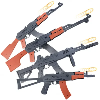 Набор резинкострелов Огневая мощь: Автоматы Ак-47, АК-12, АКС-74У и пулемет  РПК купить с доставкой