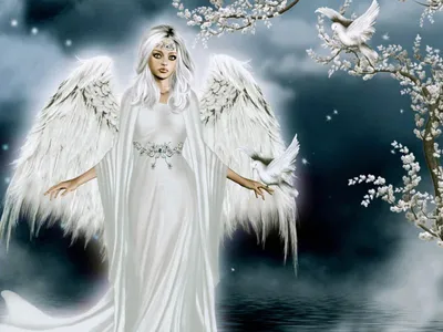 Белый ангел девушка 30 лет с …» — создано в Шедевруме
