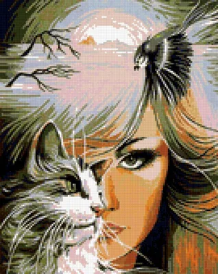 Портрет девушки с котом. Молодая, красивая девушка обнимает кота. Кот любит  ласку, коту нравится лежать на руках у человека. Кот серый, пушистый. Фон  бежевый. У девушки красивое лицо и волосы Stock Photo |