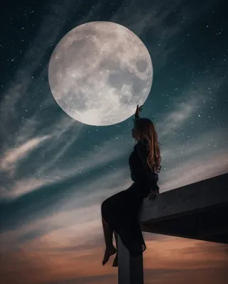 Девушка на луне картинки - 69 фото