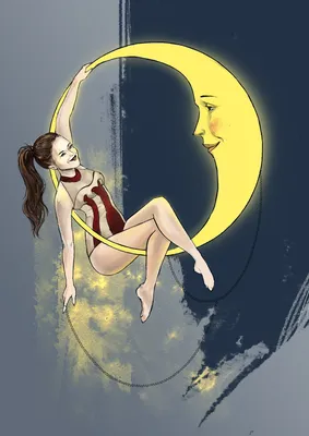 девушка на луне иллюстрация вектора. иллюстрации насчитывающей  жизнерадостно - 227523257