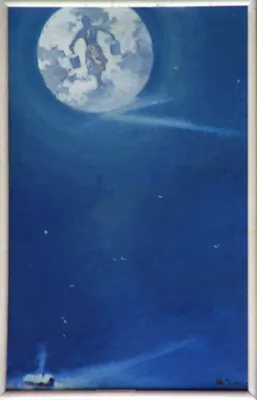 Модульная картина \"Девушка на фоне луны\" купить в Москве (доставка по  России)