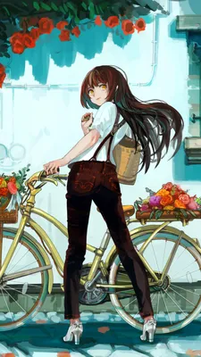 Девушка на велосипеде - обои для рабочего стола, картинки, фото