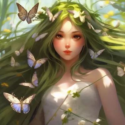 Девушка-весна, бабочки, выразительные …» — создано в Шедевруме