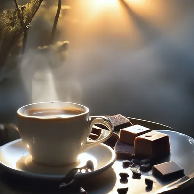 Доброе утро, кофе, шоколад. солнце» — создано в Шедевруме