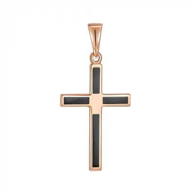 Купить декоративный крестик из красного золота с черной эмалью 000133507  ✴️в Zlato.ua