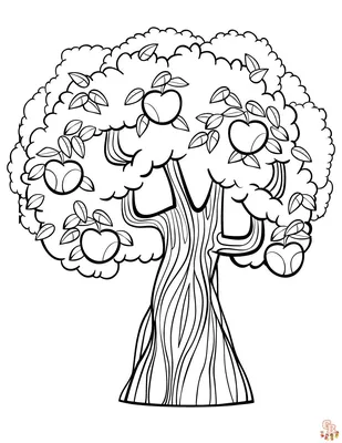 Раскраска дерево с яблоками для детей - 85 фото