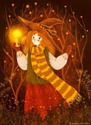Иллюстрация Ведьмочка в ночном лесу в интернет-магазине Ярмарка Мастеров по  цене 1350 ₽ – RRQB6RU | Иллюстрации и рисунки, Орел - доставка по России