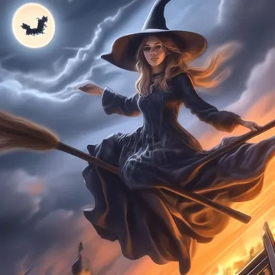Иллюстрация Ведьмочка с лисичкой в стиле академический рисунок,