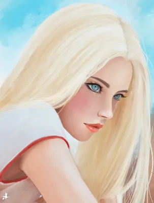 Картинки Блондинка Лицо Волосы Девушки Рисованные