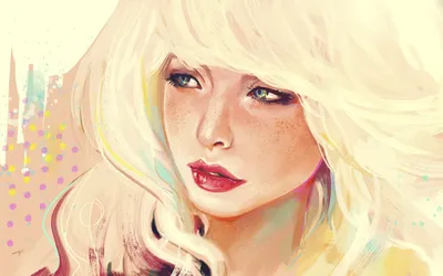 Рисунок девушки. блондинка. голубые …» — создано в Шедевруме