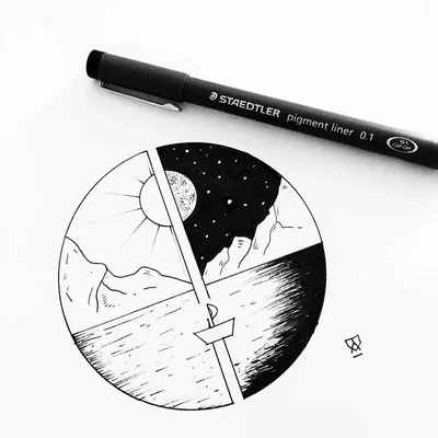 Маленькие рисунки для срисовки черной ручкой простые для начинающих (41 шт)