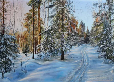 Зимний лес в лунном свете - Zartschool - школа живописи Татьяны Зубовой