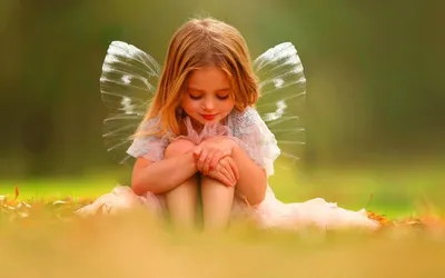 Фотографии Младенцы Крылья ангел с крылышками Дети Взгляд