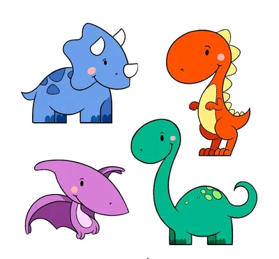 набор отдельных динозавров мультяшный персонаж на белом фоне Иллюстрация  вектора - иллюстрации насчитывающей тварь, потухше: 227160627