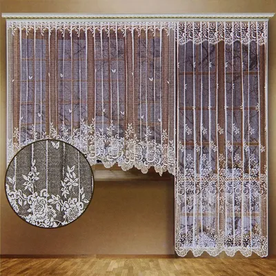 Комплект штор для окон с балконной дверью (занавеска для окна 340х165 см;  занавеска для балконной двери 170х250 см), цвет белый - РусЭкспресс