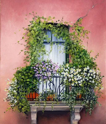Двери и окна - Creapainting | Balcony flowers, Garden windows, Balcony  plants