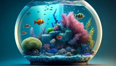Обои на рабочий стол Аквариум с множеством тропических рыб и кораллами,  обои для рабочего стола, скачать обои, обои бесплатно