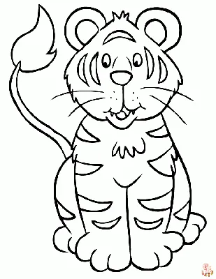 Маленький тигр - Животные - Раскраски антистресс