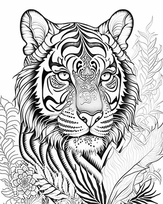 книжная страница раскраски тигра для взрослых Иллюстрация вектора -  иллюстрации насчитывающей расцветка, декор: 215826954