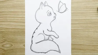 Рисунки котиков для срисовки (46 фото)