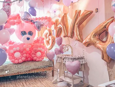 Украшение комнаты воздушными шарами на рождение девочки