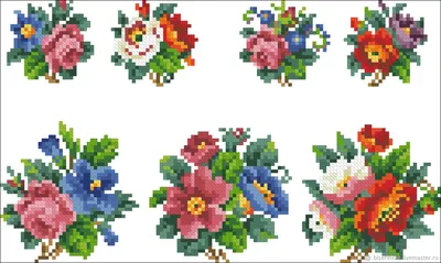 Маленькие цветы — схемы вышивки крестом | Всё о вышивке