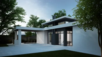 647A «Ореол» - проект одноэтажного дома, с оригинальным планом, с террасой,  планировка дома 2 спальни: цена | Купить готовый проект с фото и планировкой