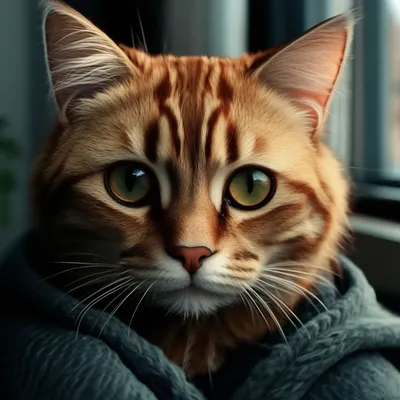 Рыжий кот грустит, грустный кот …» — создано в Шедевруме