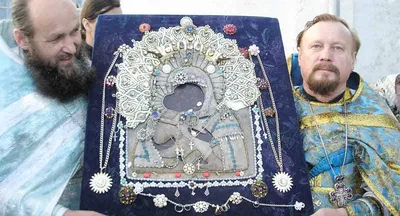 Купить владимирская икона божией матери в окладе из натурального янтаря