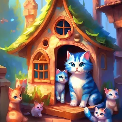 Кошкин дом, кошка с котятами, …» — создано в Шедевруме