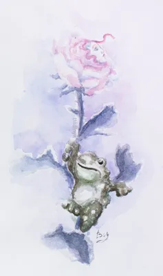 Иллюстрация Сказка о жабе и розе в стиле графика, другое, персонажи