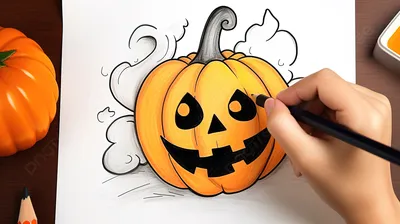 Рисунок к Хэллоуину: Тыква с светлячками | Пикабу