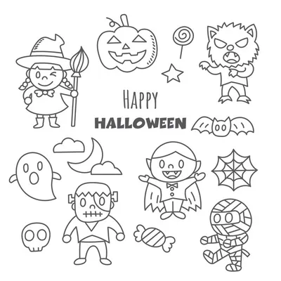 halloween outline drawings - Google Search | Easy drawings, Halloween  drawings, Cute coloring pages