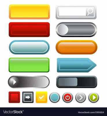 Colorful blank web button icons set cartoon style Vector Image