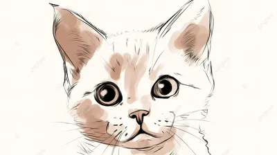 рисунок милой мордочки кота, рисунок кота, кошка, домашний питомец фон  картинки и Фото для бесплатной загрузки