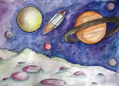 Нарисовать космос гуашью сможет даже ребенок | Рисунок поэтапно для  начинающих - YouTube
