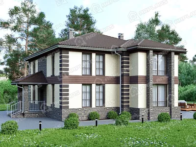 Современный стильный дом с террасой и гаражом. Купить проект 399B