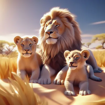 Лев с двумя львятами » Львята » Кошачья галерея » Magnus Felidae (Великие  Кошачьи) - красота и превосходство!