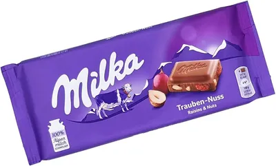 Amazon.com : Milka Alpine Milk Chocolate with Raisins and Hazelnuts,  3.52-Ounce Bars (Pack of 10) : Everything Else