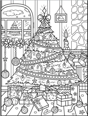 Раскраски «Новый год» - «Красивая большая новогодняя елка» | Раскраски,  Самодельные адвентовские календари, Рождественские книги