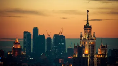 Обои на рабочий стол Панорама делового центра Москва-Сити построенного на  берегах Москвы-реки в Москве / Moscow City, Moscow, Russia, обои для рабочего  стола, скачать обои, обои бесплатно