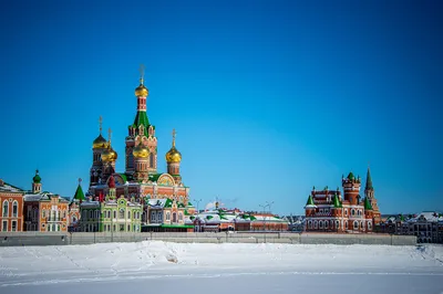 Обои для рабочего стола Церковь Россия Yoshkar-Ola зимние Снег храм