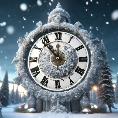 Гигантские новогодние часы показывают …» — создано в Шедевруме